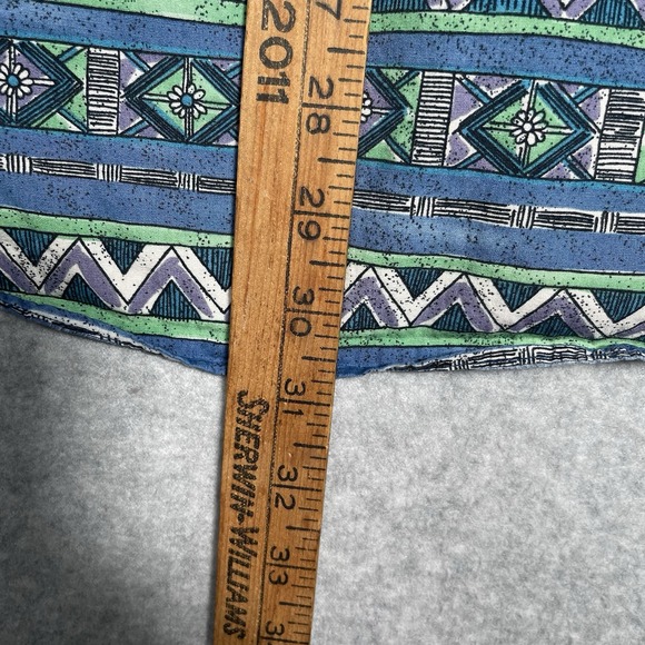 VTG 90s Arrow River Shirt M USA Aztec Geometric Retro‎ Blue Green Cotton Loud - Picture 7 of 8